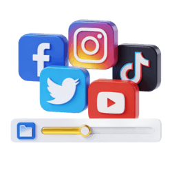 Iconos de redes sociales con carga de video para marketing digital estratégico en Sonora.